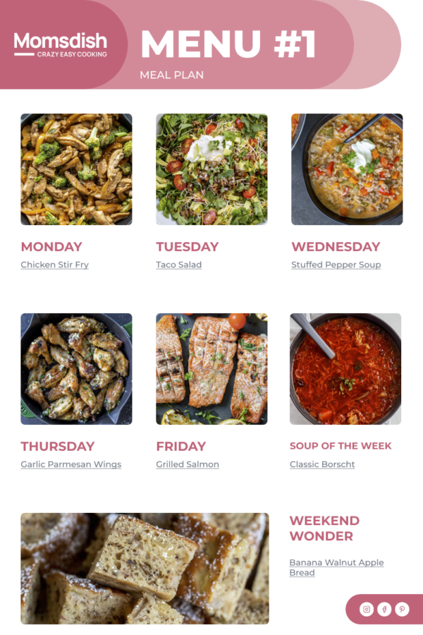 Image of several dishes for the week.