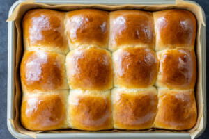 Baked Brioche Dinner Rolls.