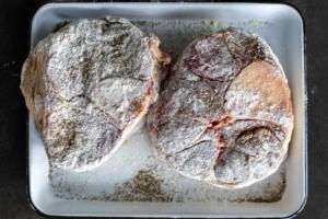 Coated in seasoning shank.