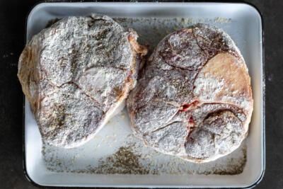 Coated in seasoning shank.