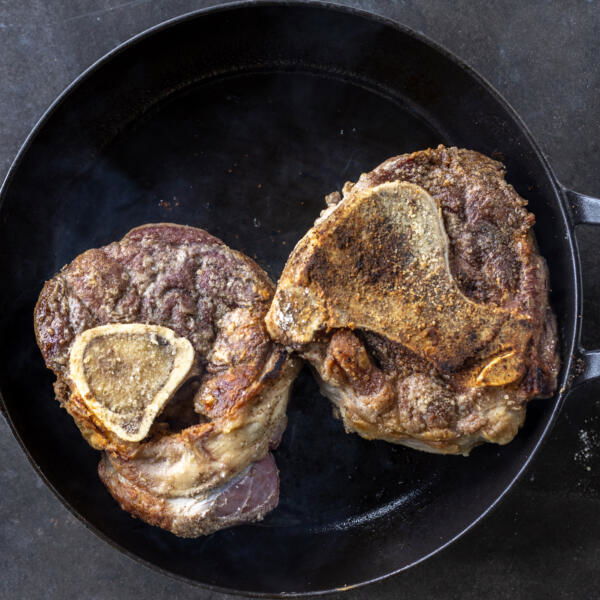 Browed shank in a pan.
