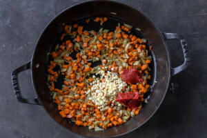 Veggies with garlic and tomato sauce.