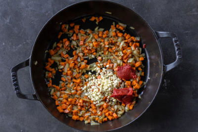 Veggies with garlic and tomato sauce.