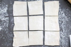 Puff pastry cut into pieces.