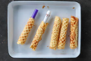 Rolled up Pizzelles.