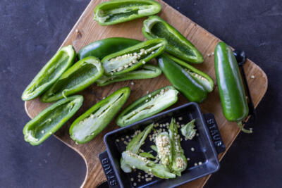 Jalapeno sliced open.