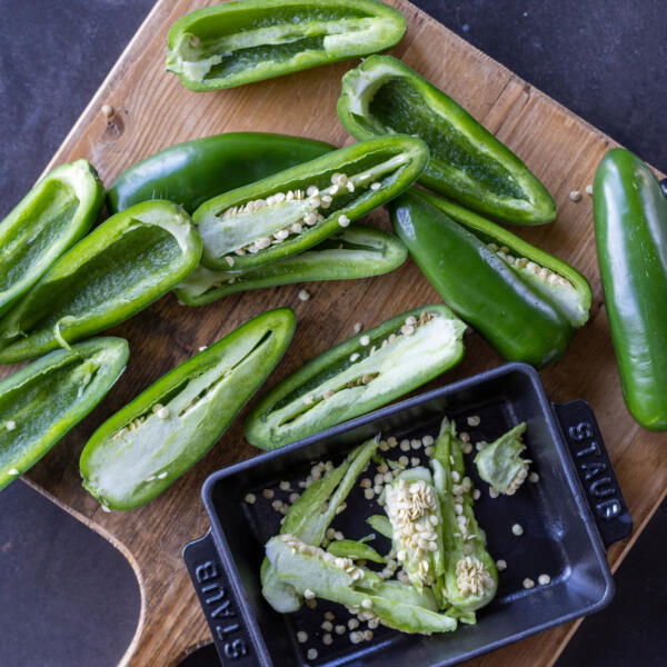 Jalapeno sliced open.
