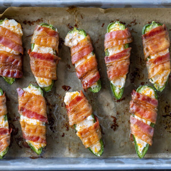 Baked Bacon Wrapped Jalapeño Poppers.