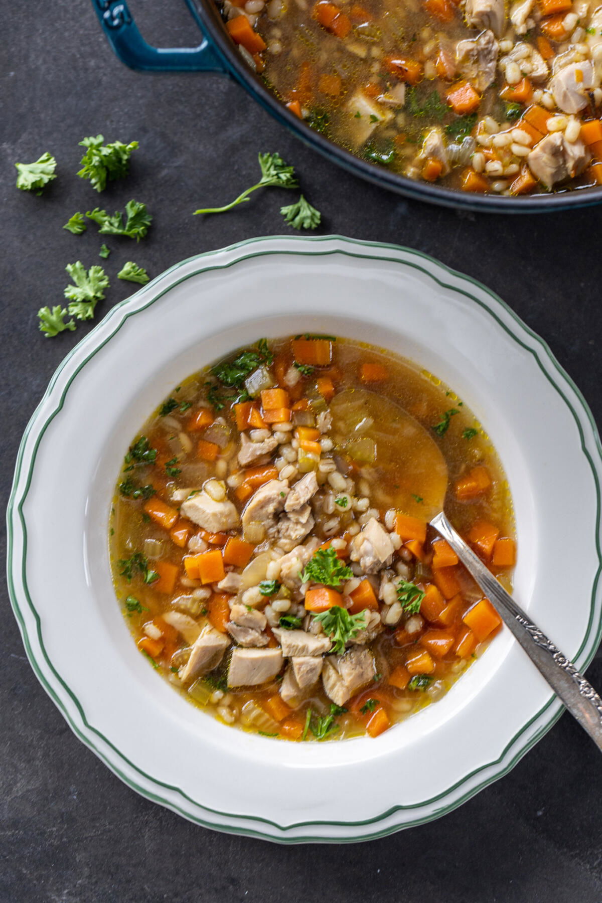 Chicken Barley Soup [momsdish.com]