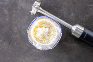 Cottage cheese sauce in a cup.