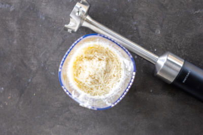 Cottage cheese sauce in a cup.