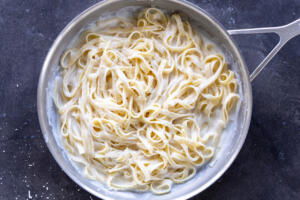 Cottage Cheese Alfredo in a pan.