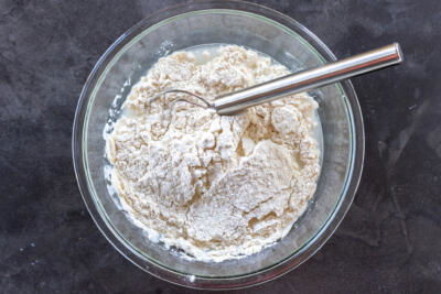 Dough ingredients in a bowl before combining.
