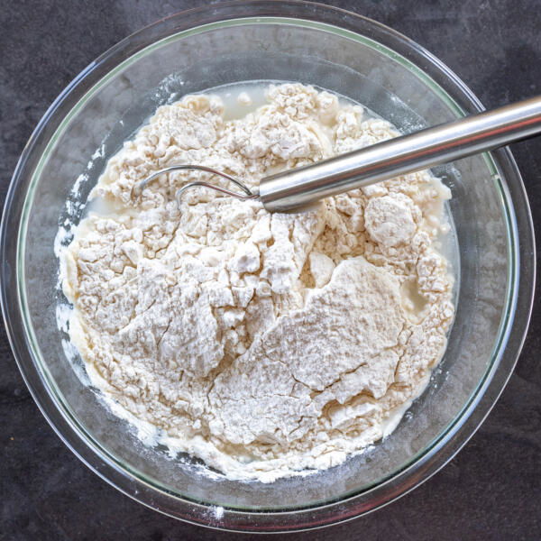 Dough ingredients in a bowl before combining.