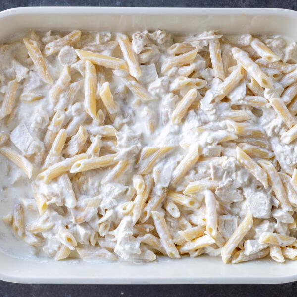 Cream, chicken and pasta.