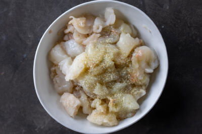 Lobster meat in a bowl.