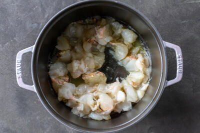 Lobster in a pot with butter.