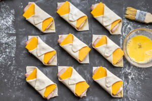 Wrapped ham and cheese.
