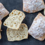 Sourdough Ciabatta cut open.