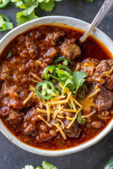 Texas Chili in a bowl.