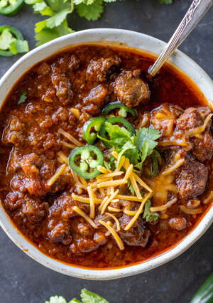 Texas Chili in a bowl.