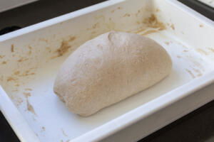 Stretched High Hydration Sourdough dough on 4th round.