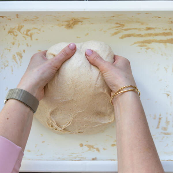 Stretching of the High Hydration Sourdough.