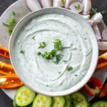 A bowl with Cottage Cheese Dip.