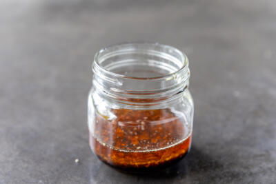 Asian Chicken Salad dressing in a jar.