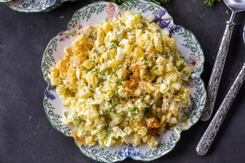 Deviled Egg Potato Salad on a plate.