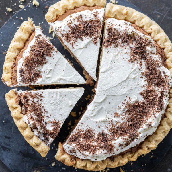 Sliced up French Silk Pie.