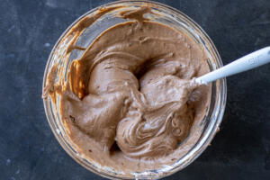 Chocolate and heavy whipping cream combined.