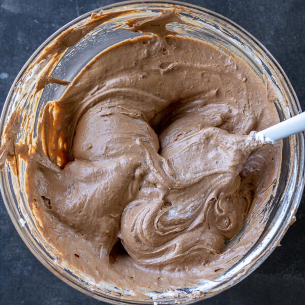 Chocolate and heavy whipping cream combined.