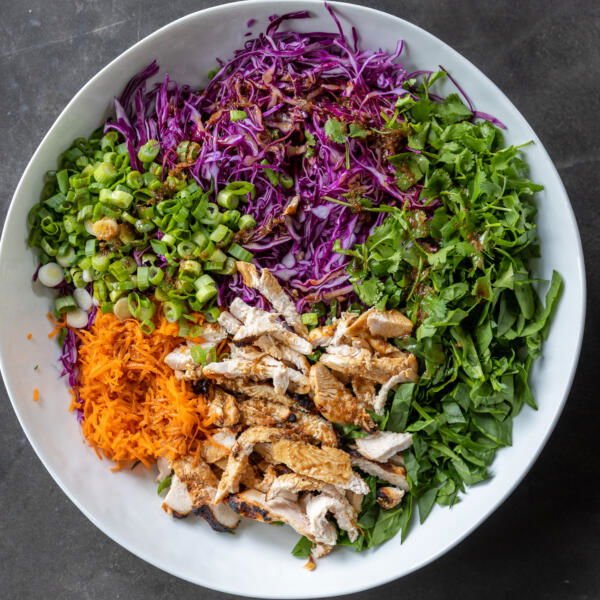 All the Asian Chicken Salad ingredients without dressings.
