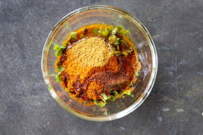 Cilantro lime marinade in a bowl.