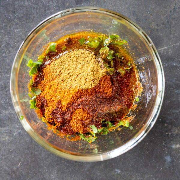 Cilantro lime marinade in a bowl.