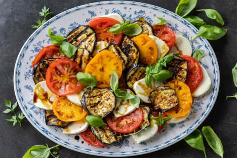Plated Eggplant Caprese.