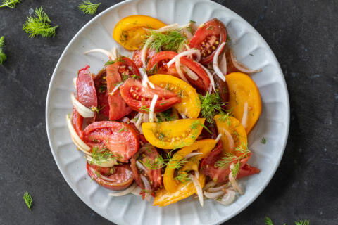 Plated Tomato Salad.