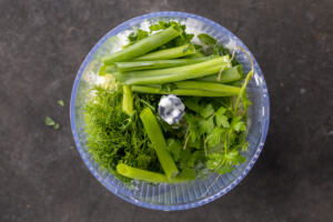 Green Goddess Dressing ingredients in a blender.