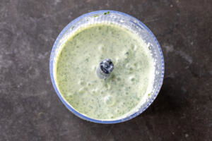 Green Goddess Dressing in a food processor.