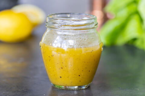 Honey Dijon Dressing in a jar.
