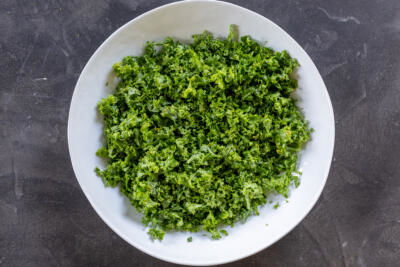 Chopped kale in a bowl.