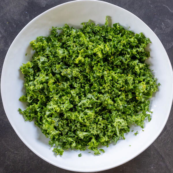 Chopped kale in a bowl.