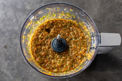 Roasted Tomato Salsa in a food processor.