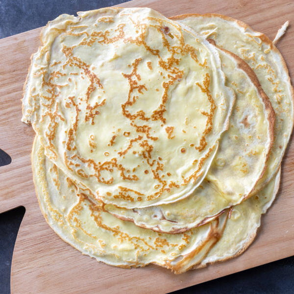 Sourdough Crepes on a cutting board.