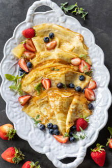 Pleated Sourdough Crepes with berries.