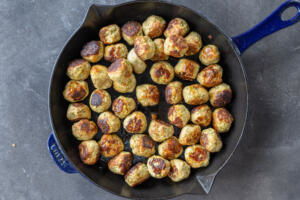 Turkey Zucchini Meatballs in a serving pan.