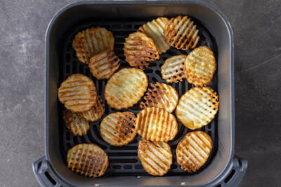Air Fryer Waffle Fries in a basket.