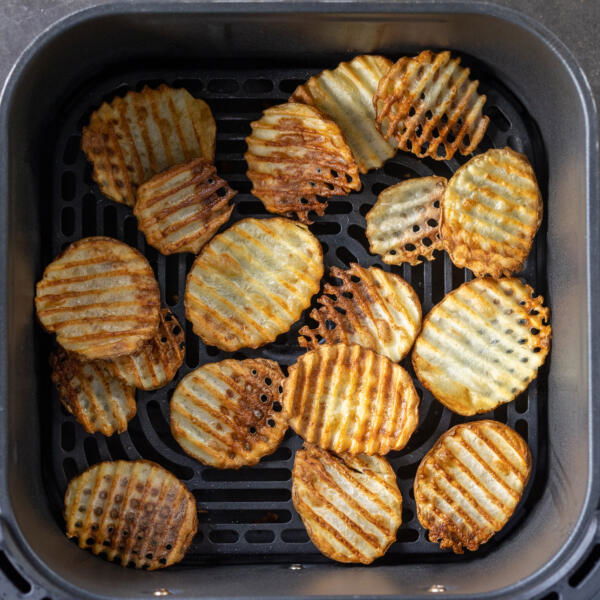 Air Fryer Waffle Fries in a basket.