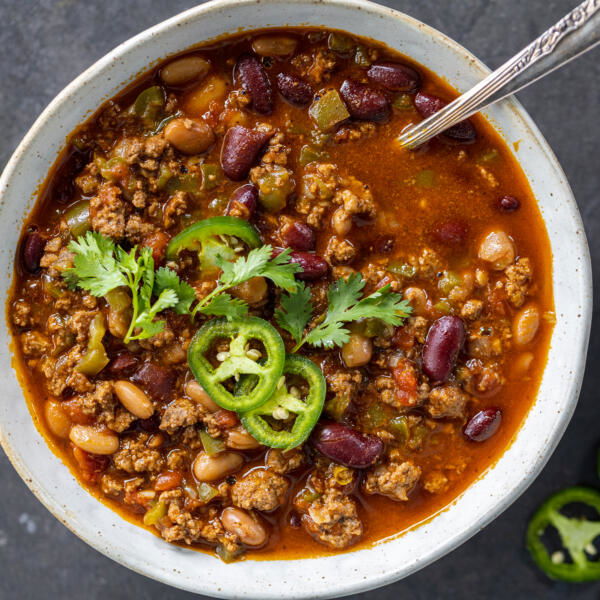 Beef and Bean Chili in a bowl.